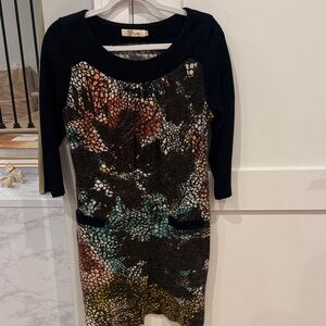 Aryeh Black and Cream Textured Dress